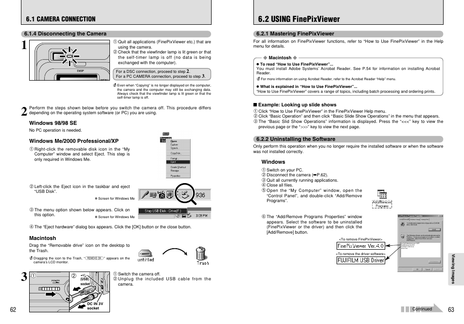 2 using finepixviewer, 1 camera connection | FujiFilm A210 User Manual | Page 32 / 43