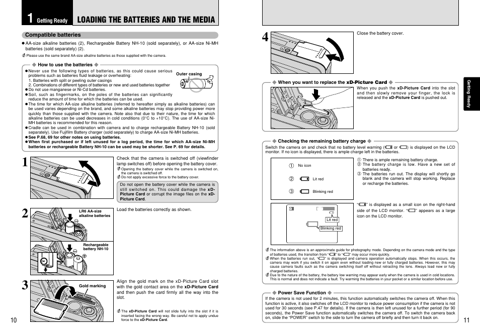Loading the batteries and the media | FujiFilm A210 User Manual | Page 6 / 43