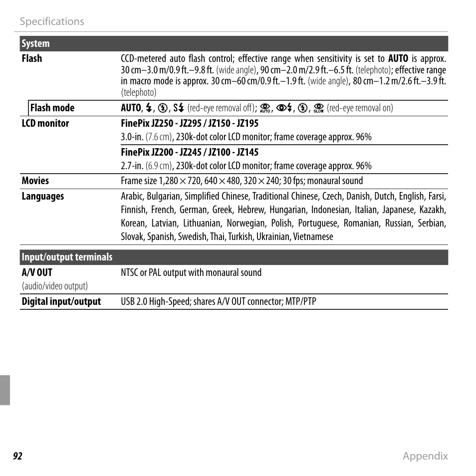 FujiFilm FINEPIX  JZ200 series User Manual | Page 106 / 114