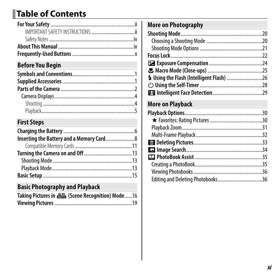 FujiFilm FINEPIX  JZ200 series User Manual | Page 11 / 114