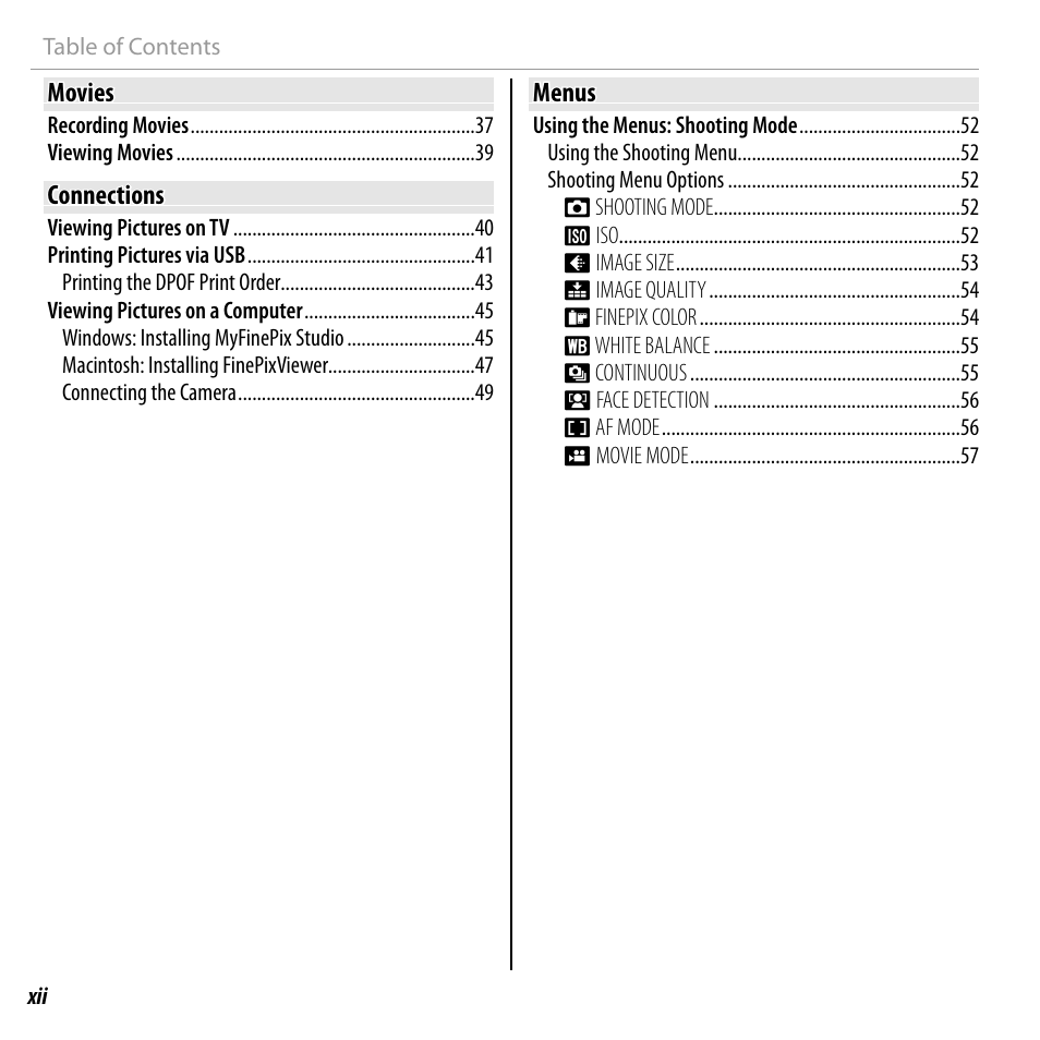 FujiFilm FINEPIX  JZ200 series User Manual | Page 12 / 114