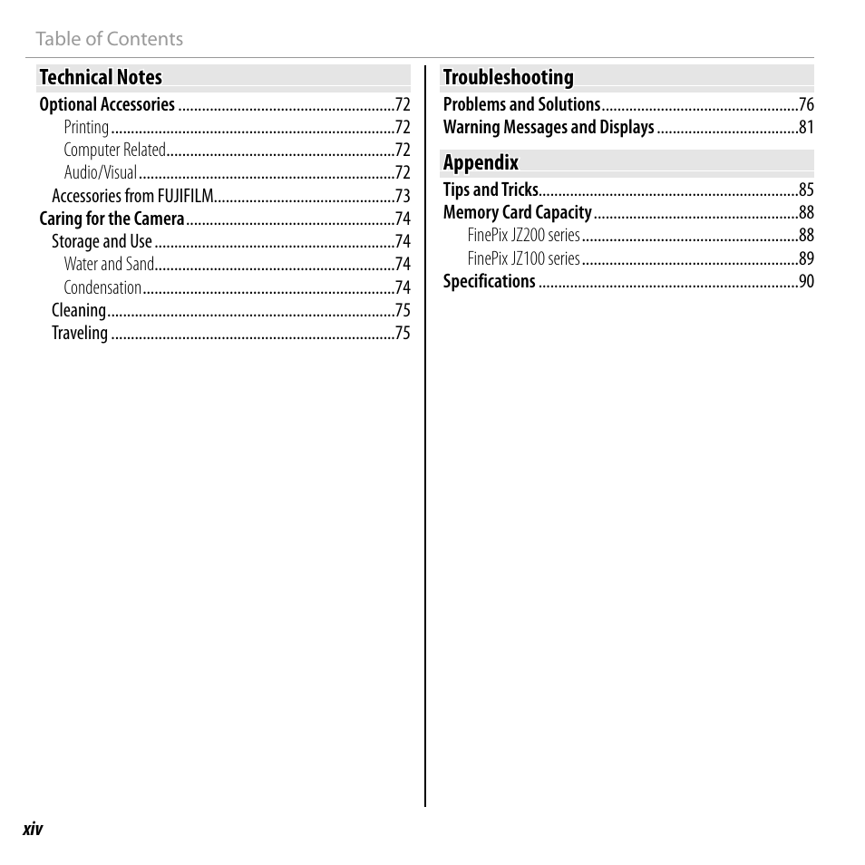 FujiFilm FINEPIX  JZ200 series User Manual | Page 14 / 114