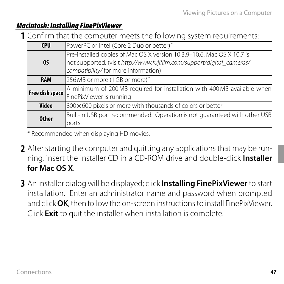 Macintosh: installing finepixviewer | FujiFilm FINEPIX  JZ200 series User Manual | Page 61 / 114