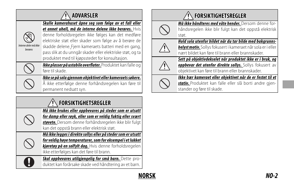 No-2 norsk | FujiFilm FUJINON LENS XF18MMF2 R User Manual | Page 51 / 112