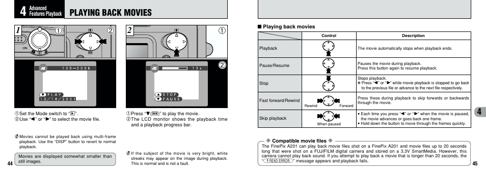 Playing back movies | FujiFilm FinePix A201 User Manual | Page 23 / 44