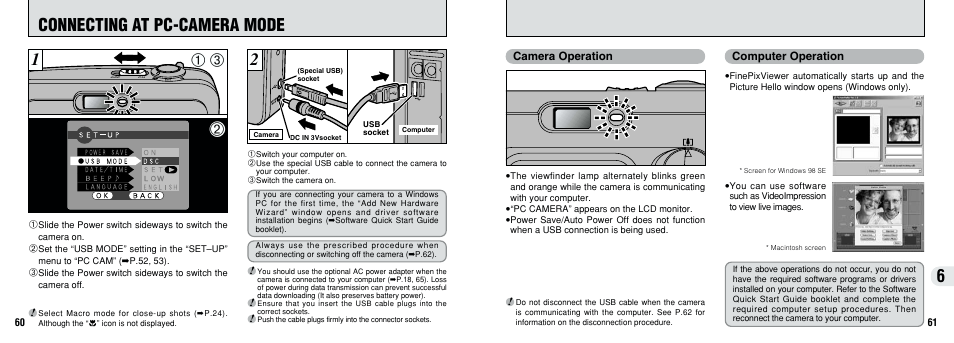 6connecting at pc-camera mode | FujiFilm FinePix A201 User Manual | Page 31 / 44