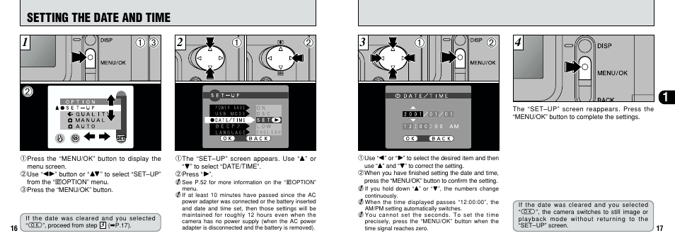 4setting the date and time | FujiFilm FinePix A201 User Manual | Page 9 / 44