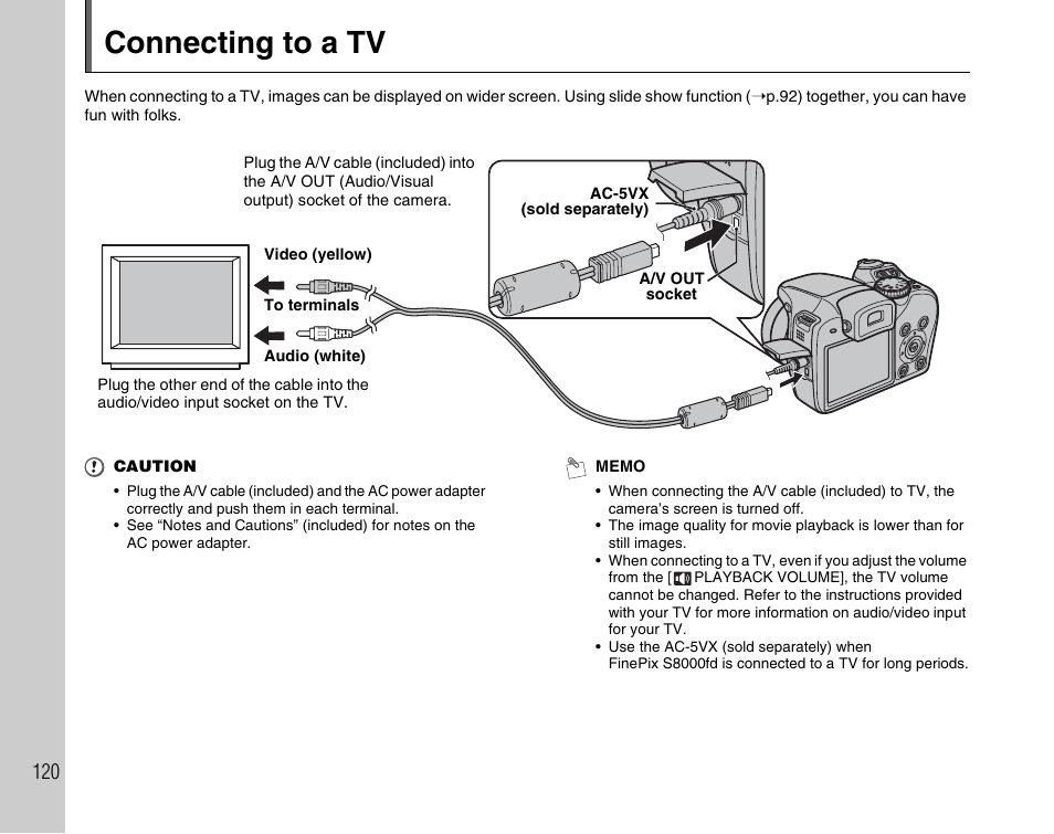 Connecting to a tv | FujiFilm FinePix BL00677-200(1) User Manual | Page 120 / 166