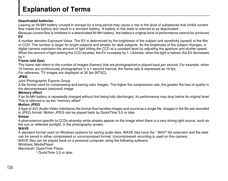 Explanation of terms | FujiFilm FinePix BL00677-200(1) User Manual | Page 156 / 166