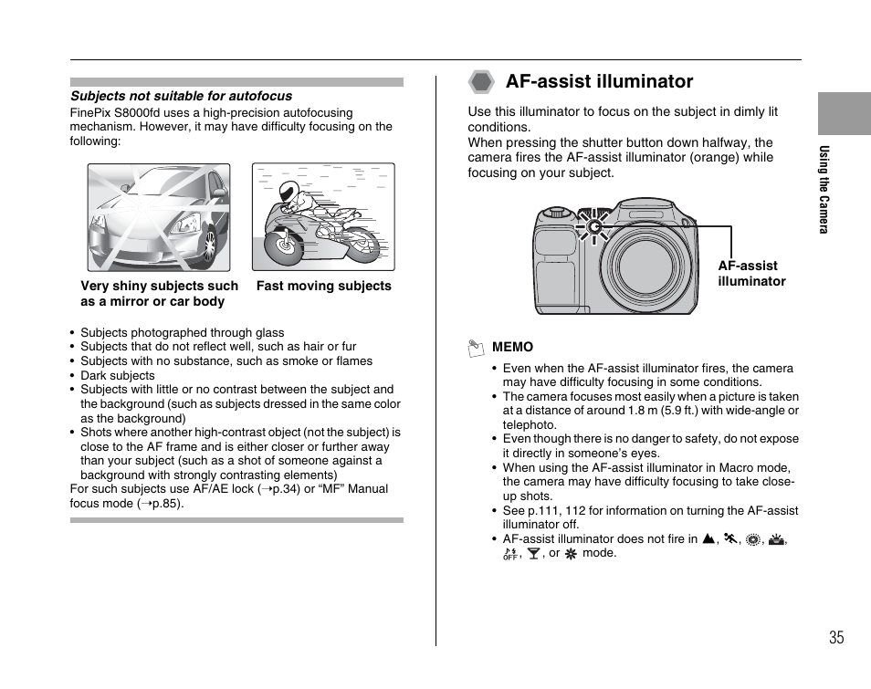 Af-assist illuminator | FujiFilm FinePix BL00677-200(1) User Manual | Page 35 / 166