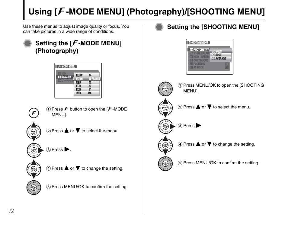 Using [ p -mode menu] (photography)/[shooting menu | FujiFilm FinePix BL00677-200(1) User Manual | Page 72 / 166