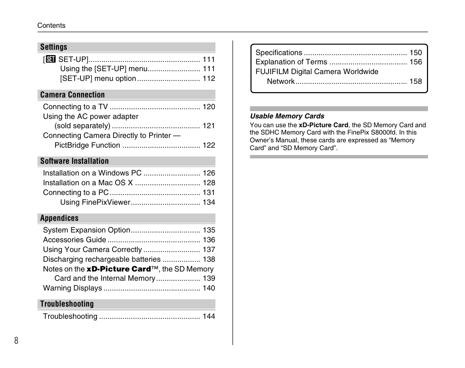 FujiFilm FinePix BL00677-200(1) User Manual | Page 8 / 166