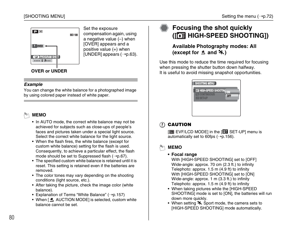 Focusing the shot quickly ([ high-speed shooting]) | FujiFilm FinePix BL00677-200(1) User Manual | Page 80 / 166