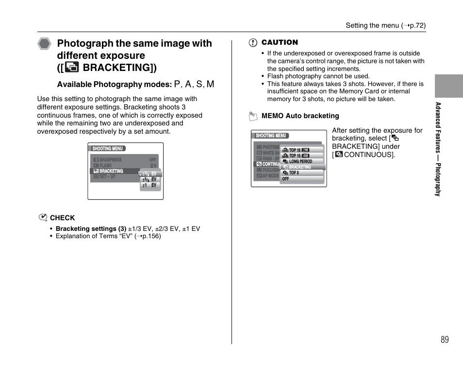 Available photography modes: n, <, m | FujiFilm FinePix BL00677-200(1) User Manual | Page 89 / 166