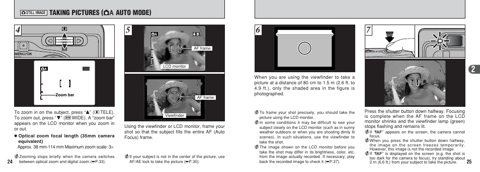 Taking pictures, Auto mode) | FujiFilm A203 User Manual | Page 13 / 67