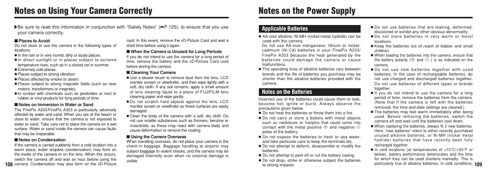 Applicable batteries | FujiFilm A203 User Manual | Page 55 / 67