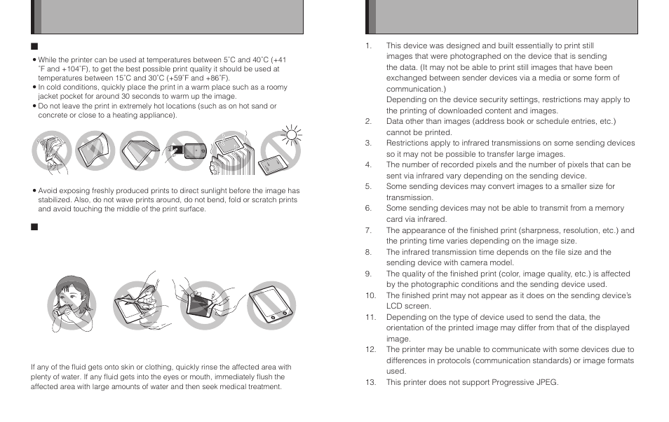 Notes on handling films and finished prints, Restrictions | FujiFilm MP-300 User Manual | Page 9 / 27