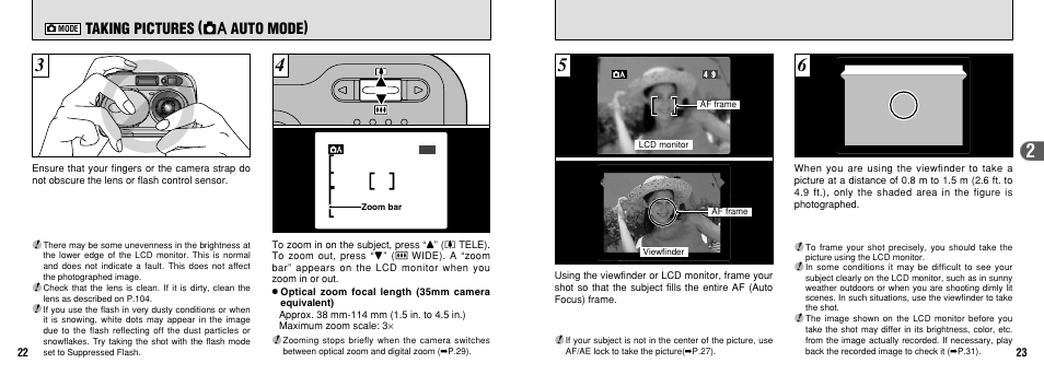 Taking pictures ( a auto mode) | FujiFilm 2650 User Manual | Page 12 / 63