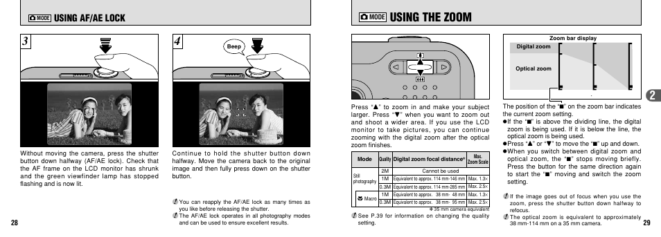 2using the zoom, Using af/ae lock | FujiFilm 2650 User Manual | Page 15 / 63