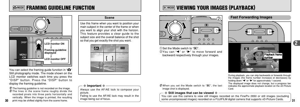 Viewing your images (playback), Framing guideline function | FujiFilm 2650 User Manual | Page 16 / 63