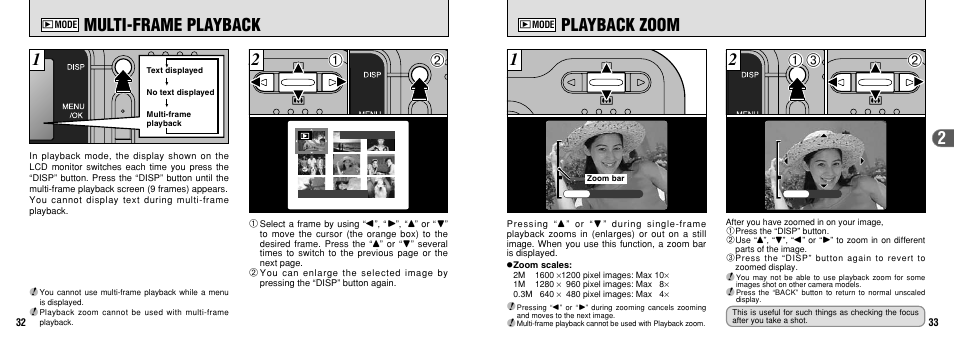 2playback zoom, Multi-frame playback | FujiFilm 2650 User Manual | Page 17 / 63