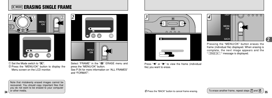 Erasing single frame | FujiFilm 2650 User Manual | Page 18 / 63