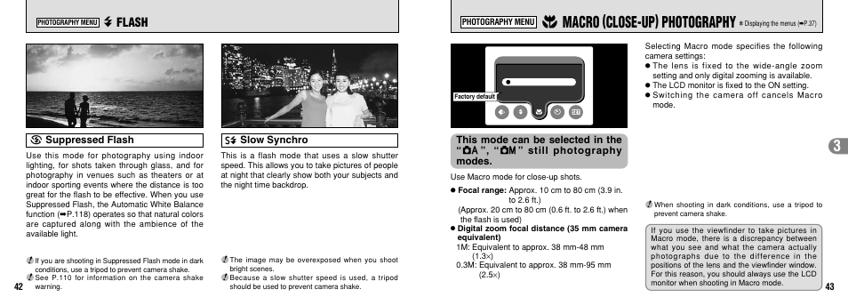 E macro (close-up) photography, C flash | FujiFilm 2650 User Manual | Page 22 / 63