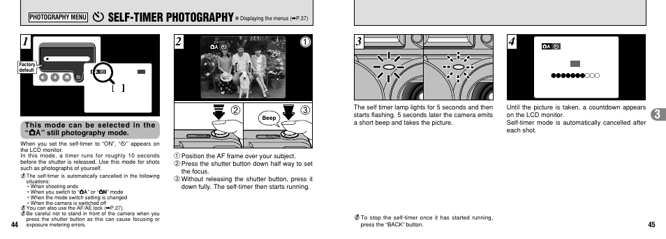 4= self-timer photography | FujiFilm 2650 User Manual | Page 23 / 63