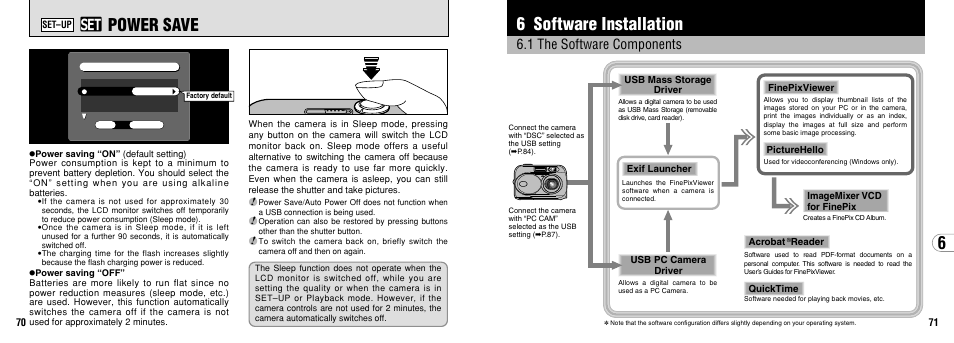 6 software installation, G power save, 1 the software components | FujiFilm 2650 User Manual | Page 36 / 63