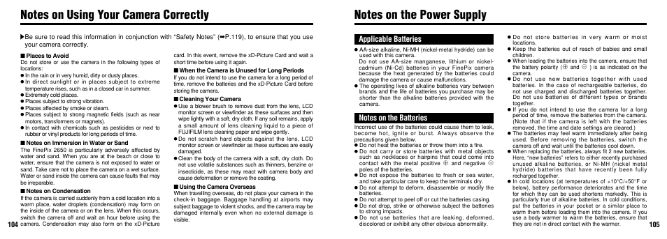 Applicable batteries | FujiFilm 2650 User Manual | Page 53 / 63