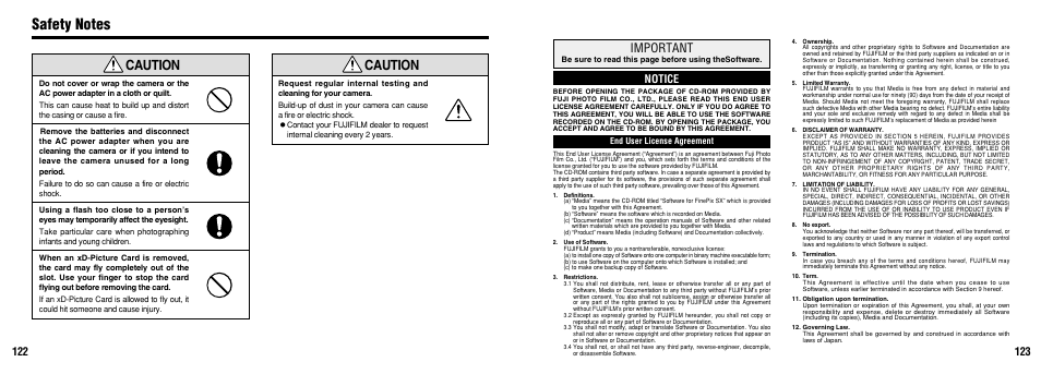 Caution, Important, Notice | FujiFilm 2650 User Manual | Page 62 / 63