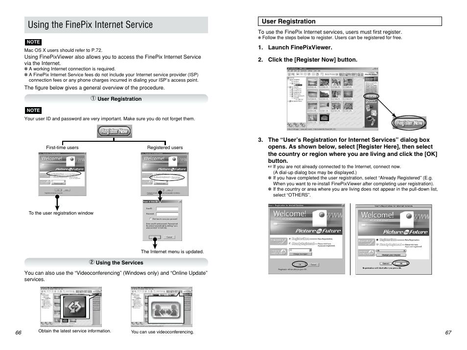 Using the finepix internet service | FujiFilm FINEPIX EX3.1 User Manual | Page 34 / 55