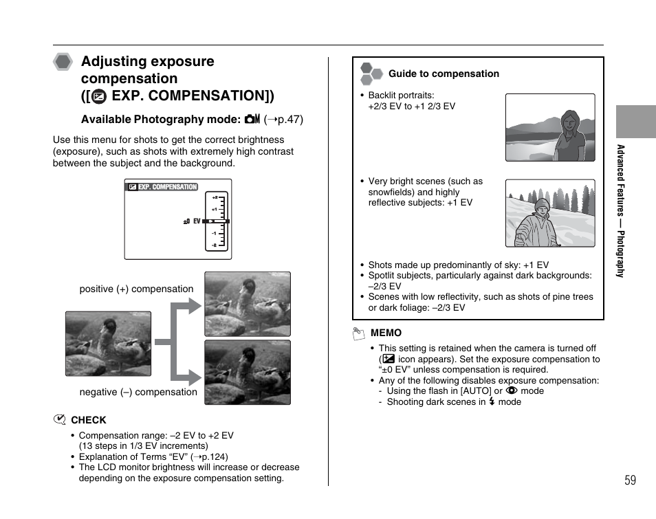 Available photography mode: s ( ➝p.47) | FujiFilm F480/F485 User Manual | Page 59 / 134