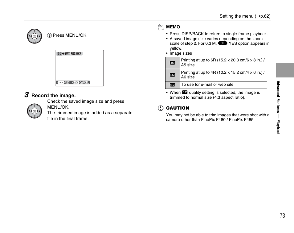 FujiFilm F480/F485 User Manual | Page 73 / 134