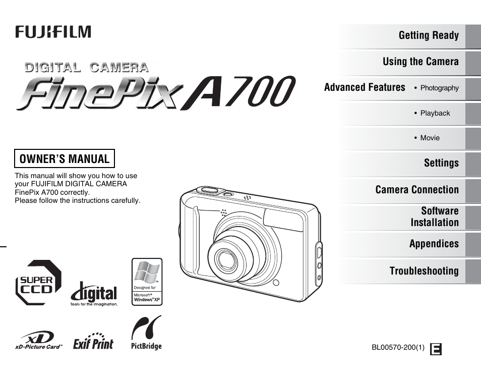 FujiFilm FinePix A700 User Manual | 132 pages