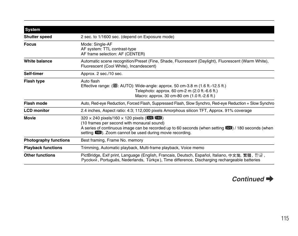 Continued q | FujiFilm FinePix A700 User Manual | Page 115 / 132