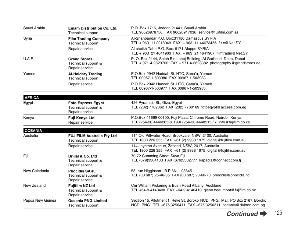 Continued q | FujiFilm FinePix A700 User Manual | Page 125 / 132