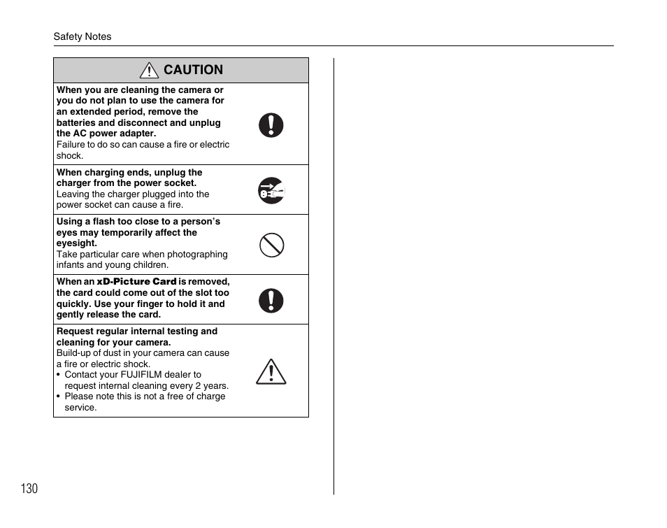 Caution | FujiFilm FinePix A700 User Manual | Page 130 / 132