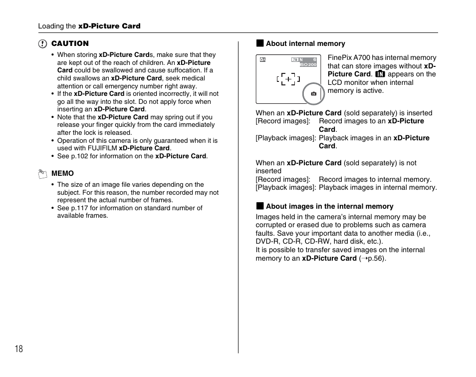 FujiFilm FinePix A700 User Manual | Page 18 / 132