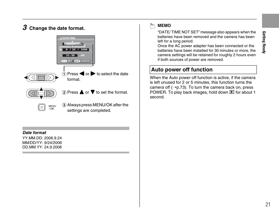 Auto power off function | FujiFilm FinePix A700 User Manual | Page 21 / 132