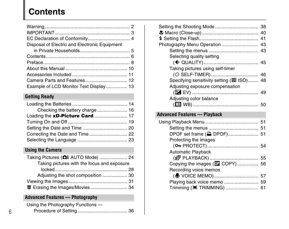 FujiFilm FinePix A700 User Manual | Page 6 / 132