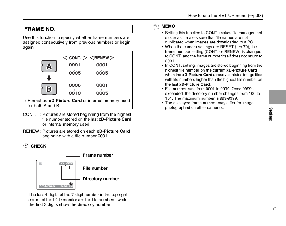 Ab b, Frame no | FujiFilm FinePix A700 User Manual | Page 71 / 132