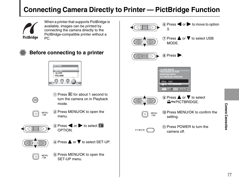Before connecting to a printer | FujiFilm FinePix A700 User Manual | Page 77 / 132