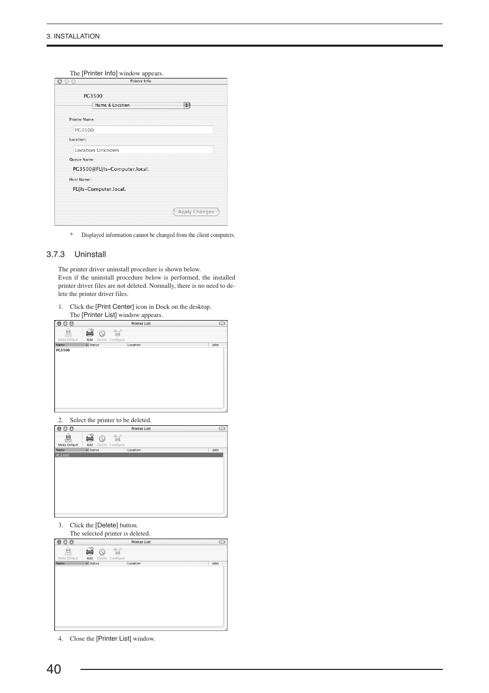 3 uninstall | FujiFilm PICTOGRAPHY 3500 User Manual | Page 42 / 63