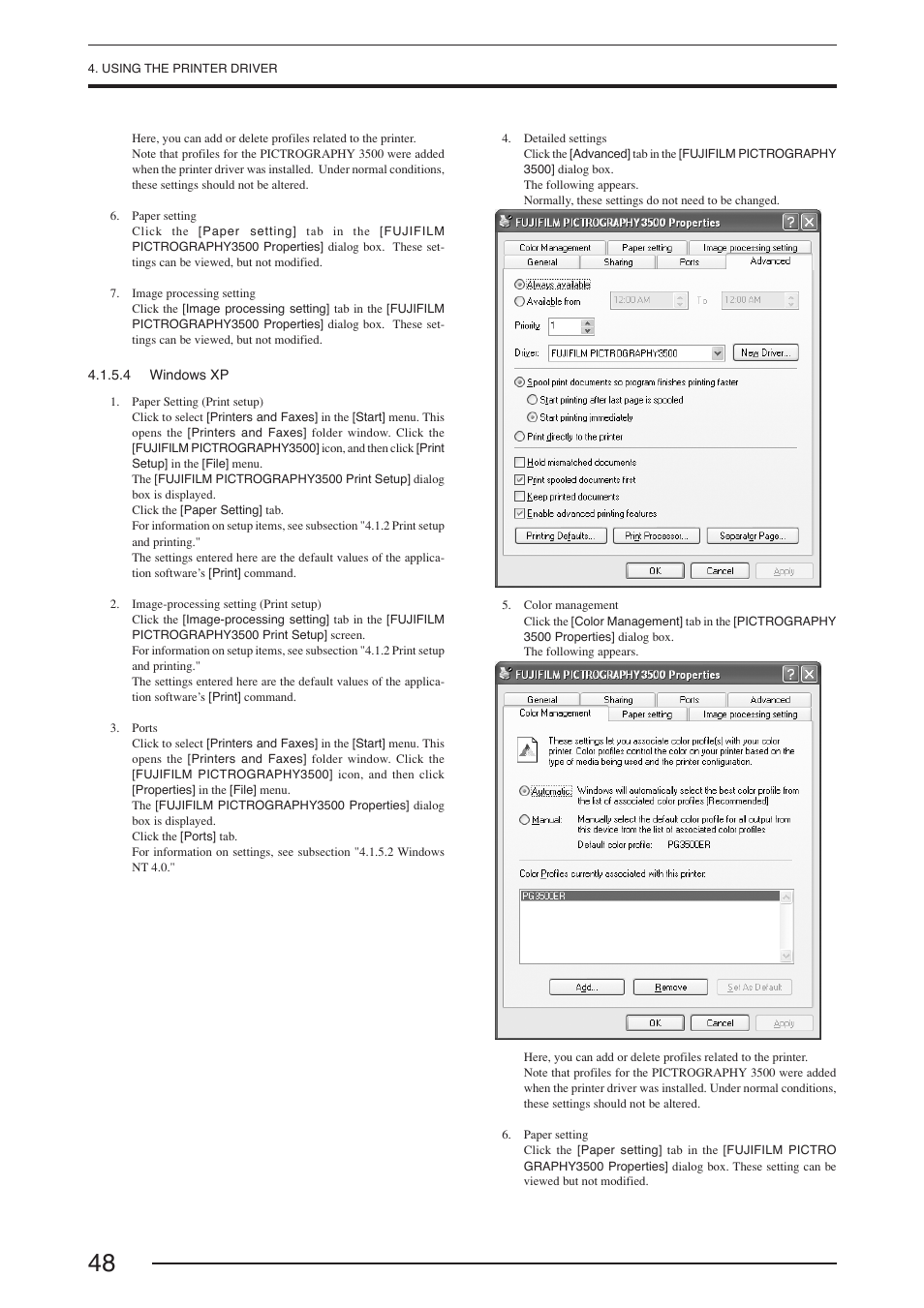 4 windows xp | FujiFilm PICTOGRAPHY 3500 User Manual | Page 50 / 63