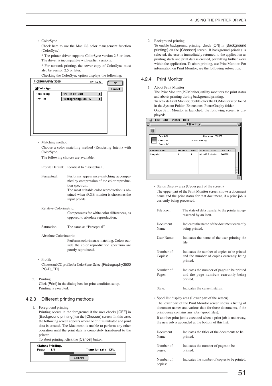 3 different printing methods, 4 print monitor | FujiFilm PICTOGRAPHY 3500 User Manual | Page 53 / 63