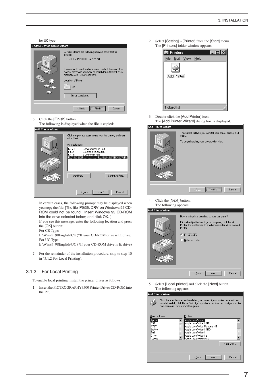 2 for local printing | FujiFilm PICTOGRAPHY 3500 User Manual | Page 9 / 63