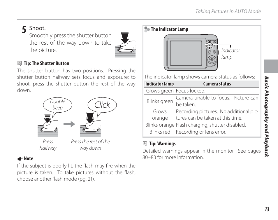 Click | FujiFilm FinePix A150 User Manual | Page 19 / 96