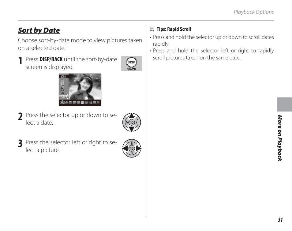 Sort by date | FujiFilm FinePix A150 User Manual | Page 37 / 96