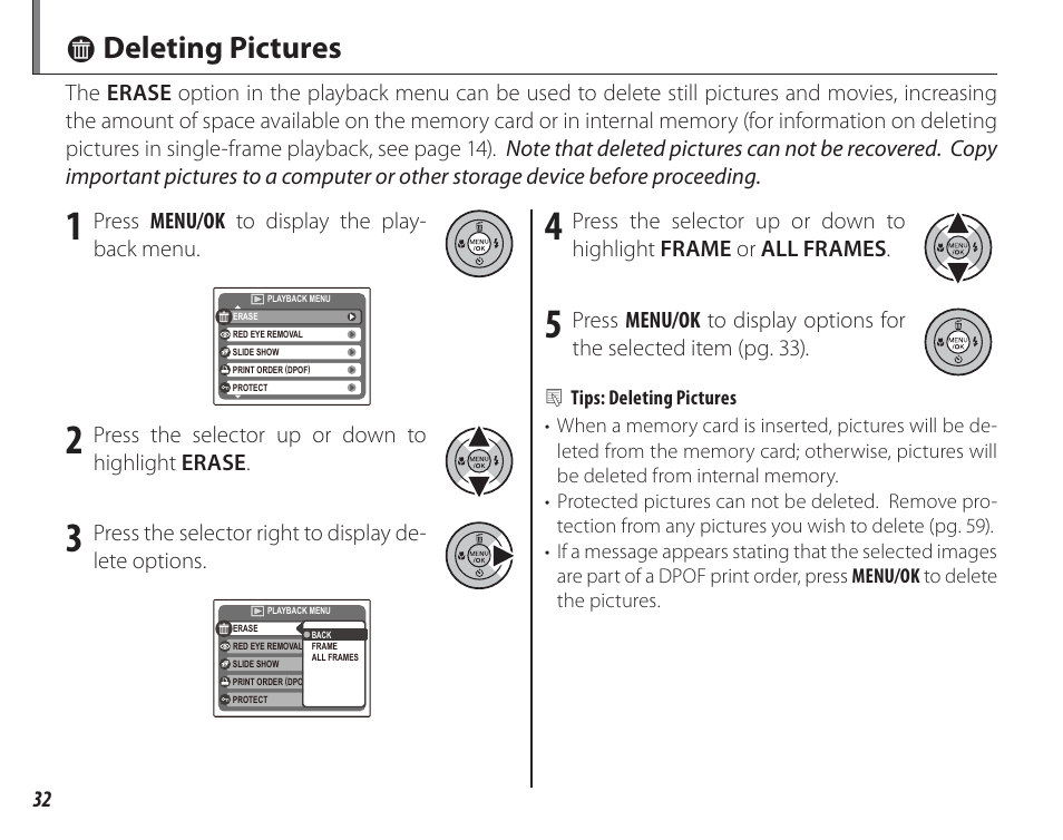 Deleting pictures, I deleting pictures | FujiFilm FinePix A150 User Manual | Page 38 / 96